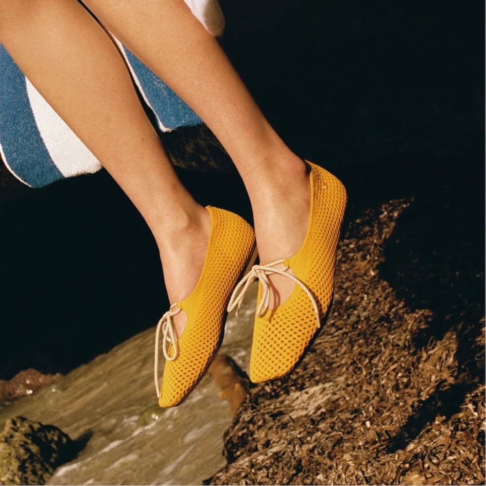 VIVAIA Makayla Mustard Mesh Square Toe Flats EU 40 US 9